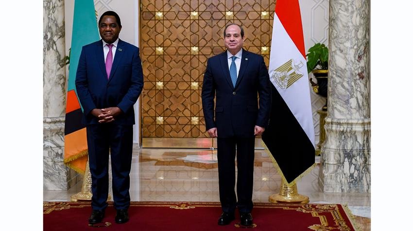 الرئيس السيسي يعقد جلسة مباحثات مع الرئيس الزامبي ويشهدان توقيع اتفاقيات ثنائية للبلدين 