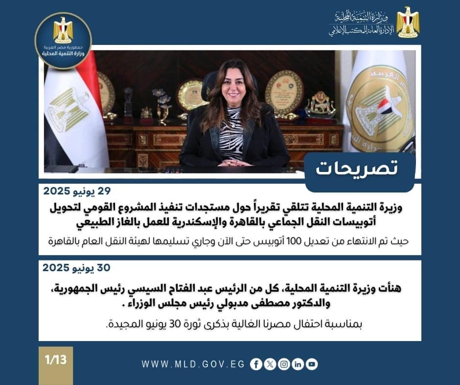 إنجازات تنموية بارزة لوزارة التنمية المحلية