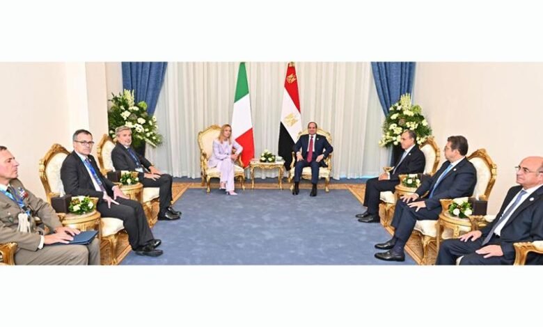 السيسي وميلوني يبحثان تعزيز التعاون ودعم السلام الإقليمي من مدينة السلام بشرم الشيخ
