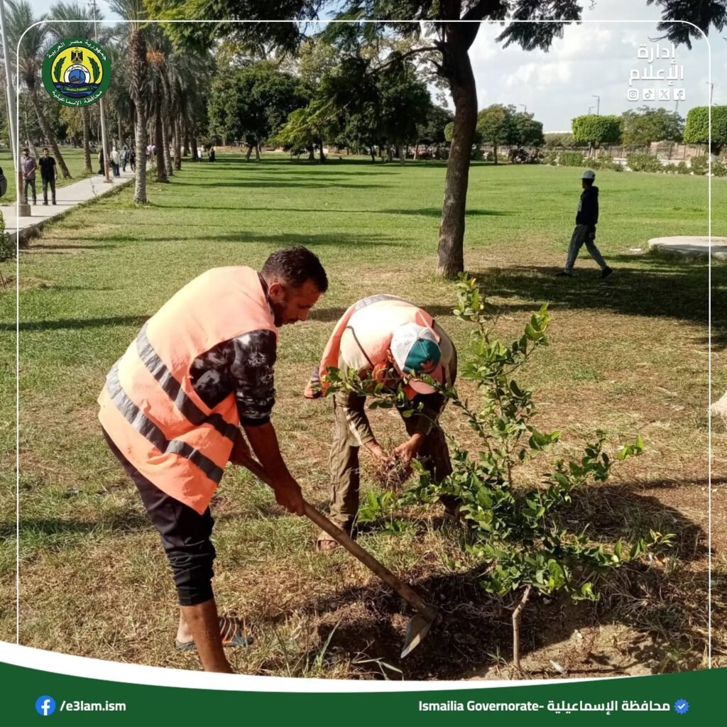 محافظ الإسماعيلية يتابع مواصلة تطوير الحدائق ورفع كفاءة المداخل الرئيسية