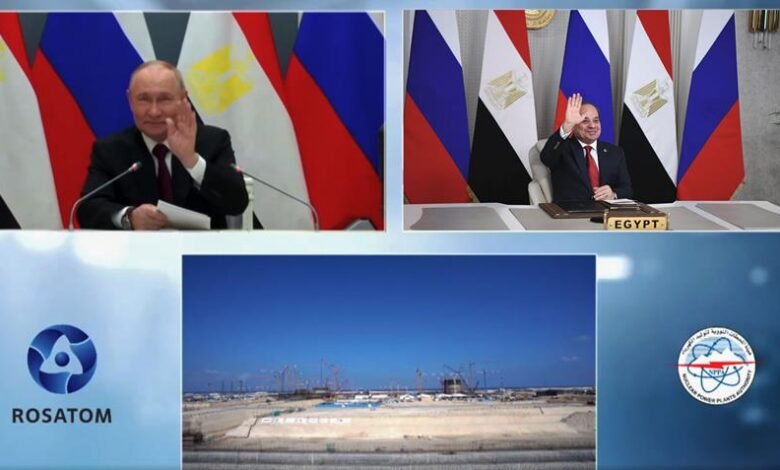 السيسي وبوتين يشاركان في مراسم تركيب وعاء ضغط المفاعل النووي