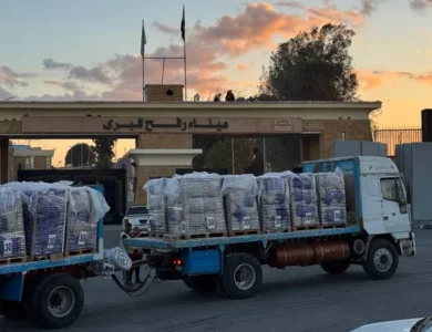 دفعة جديدة من 141 شاحنة مساعدات مصرية تدخل قطاع غزة عبر رفح وكرم أبوسالم