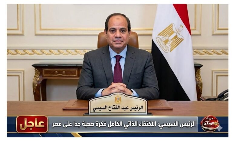 الرئيس السيسي الاكتفاء الذاتي الكامل فكرة صعبة جدا على مصر