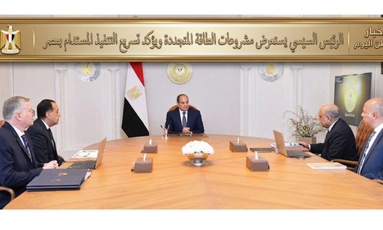 الرئيس السيسي يستعرض مشروعات الطاقة المتجددة ويؤكد تسريع التنفيذ المستدام بمصر