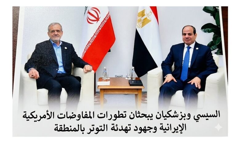 السيسي وبزشكيان يبحثان تطورات المفاوضات الأمريكية الإيرانية وجهود تهدئة التوتر بالمنطقة
