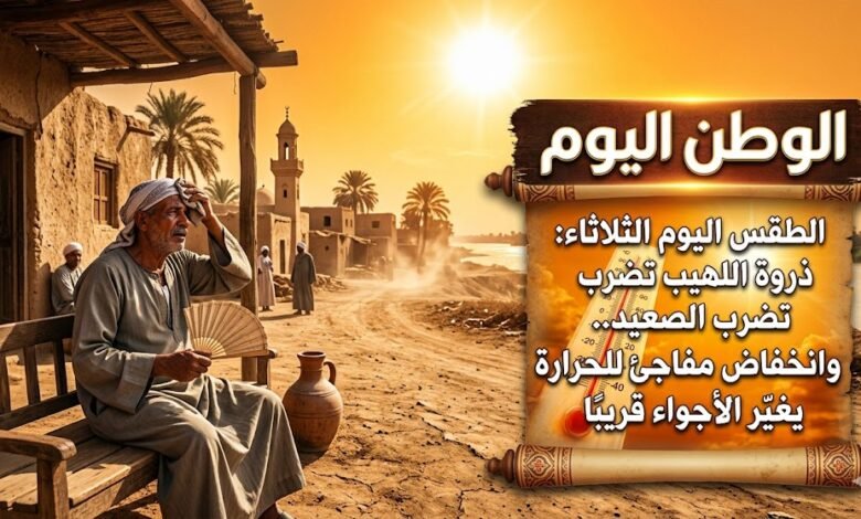 الطقس اليوم الثلاثاء ذروة اللهيب تضرب الصعيد.. وانخفاض مفاجئ للحرارة يغيّر الأجواء قريبًا