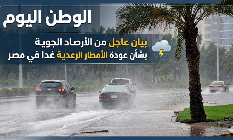 بيان عاجل من الأرصاد الجوية بشأن عودة الأمطار الرعدية غدا في مصر
