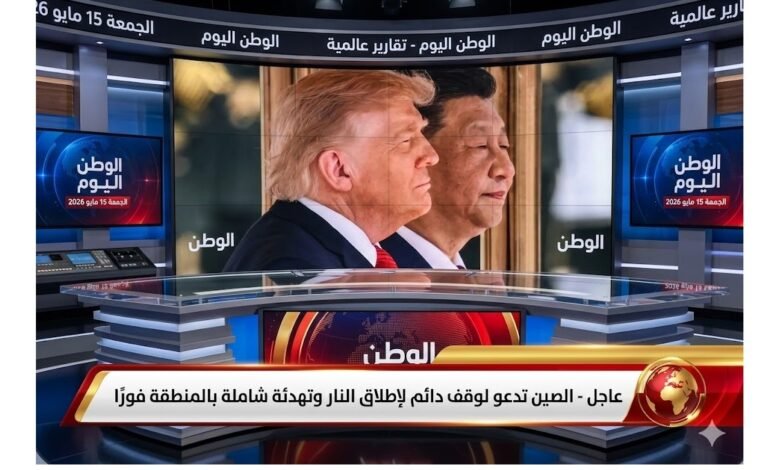 عاجل الصين تدعو لوقف دائم لإطلاق النار وتهدئة شاملة بالمنطقة فورًا