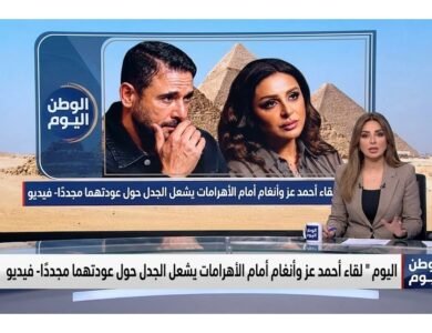 لقاء أحمد عز وأنغام أمام الأهرامات يشعل الجدل حول عودتهما مجددًا- فيديو