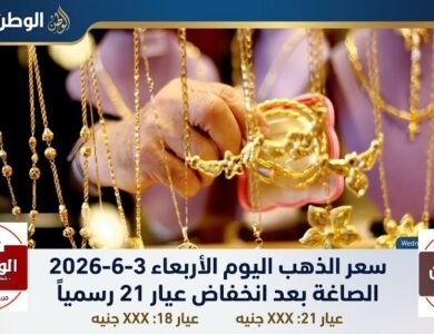 سعر الذهب اليوم الأربعاء 3-6-2026 الصاغة بعد انخفاض عيار 21 رسمياً