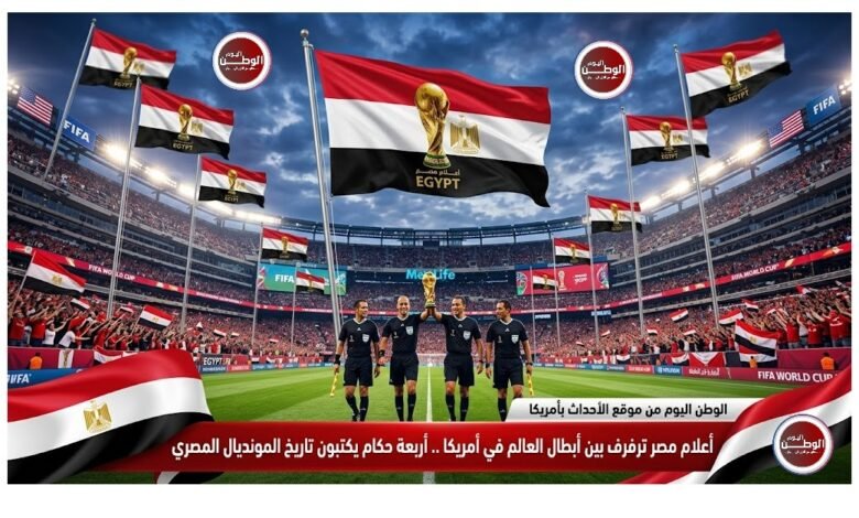 اعلام مصر ترفرف بين أبطال العالم في امريكا .. أربعة حكام يكتبون تاريخ المونديال المصري