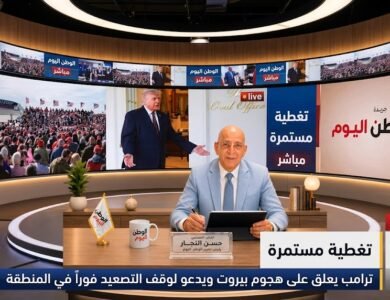 ترامب يعلق على هجوم بيروت ويدعو لوقف التصعيد فوراً في المنطقة