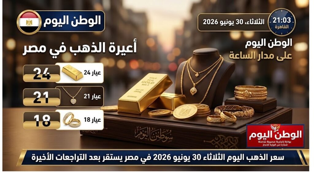 سعر الذهب اليوم الثلاثاء 30 يونيو 2026 في مصر يستقر بعد التراجعات الأخيرة  