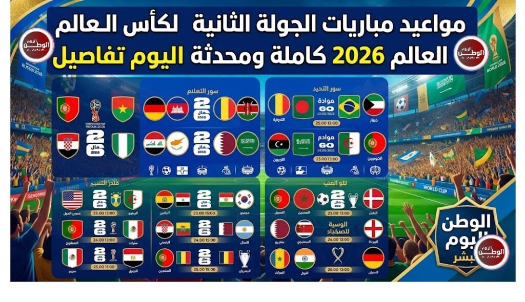 مواعيد مباريات الجولة الثانية لكأس العالم 2026 كاملة ومحدثة اليوم تفاصيل