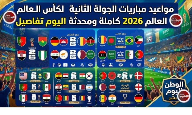 مواعيد مباريات الجولة الثانية لكأس العالم 2026 كاملة ومحدثة اليوم تفاصيل