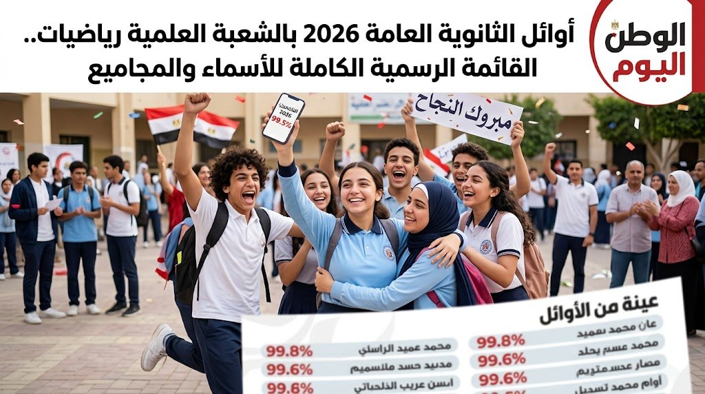 القائمة الرسمية لأوائل الثانوية العامة علمي رياضيات