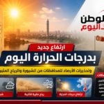 ارتفاع جديد بدرجات الحرارة اليوم وتحذيرات الأرصاد للمحافظات من الشبورة والرياح المثيرة للأتربة