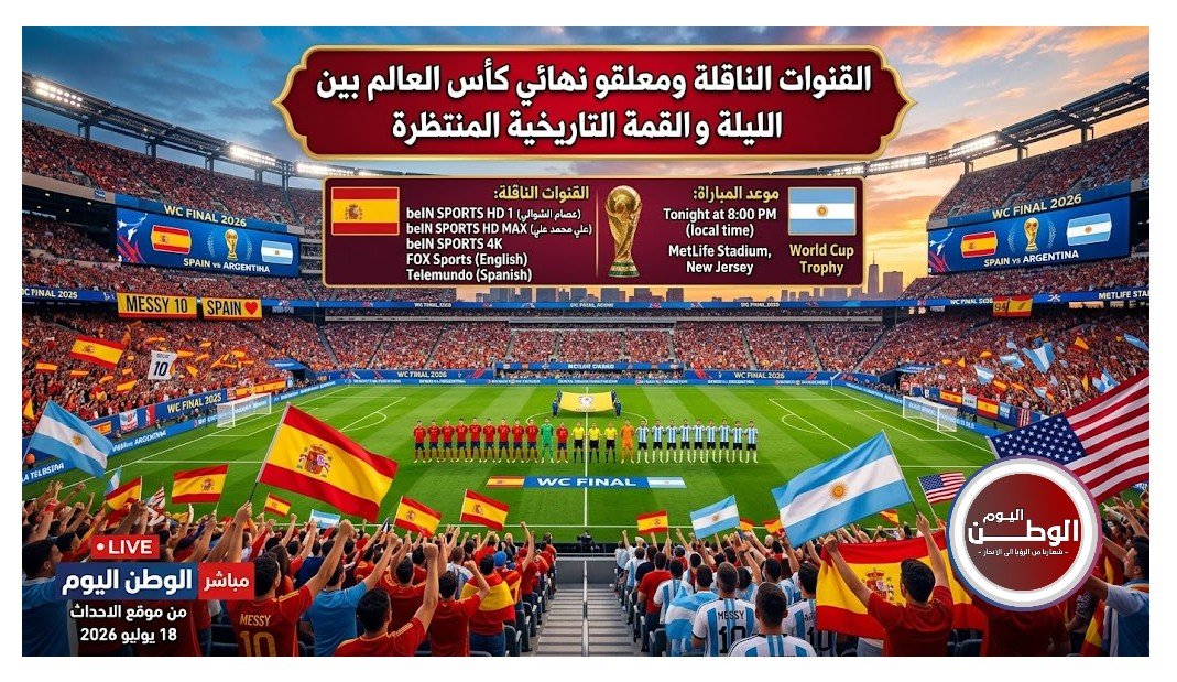 القنوات الناقلة ومعلقو نهائي كأس العالم بين إسبانيا والأرجنتين الليلة والقمة التاريخية المنتظرة