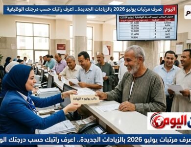 اليوم صرف مرتبات يوليو 2026 بالزيادات الجديدة.. اعرف راتبك حسب درجتك الوظيفية