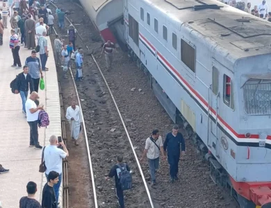 خروج عربة قطار عن القضبان بمحطة محلة روح يُصيب 14 راكبًا بالغربية اليوم