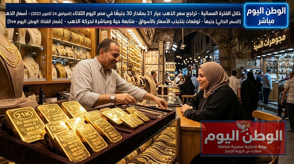 خلال الفترة المسائية - تراجع سعر الذهب عيار 21 بمقدار 30 جنيهًا في مصر اليوم الثلاثاء