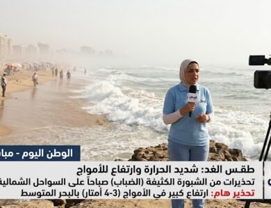 احوال الطقس غدًا شديد الحرارة وتحذيرات من الشبورة وارتفاع الأمواج على السواحل