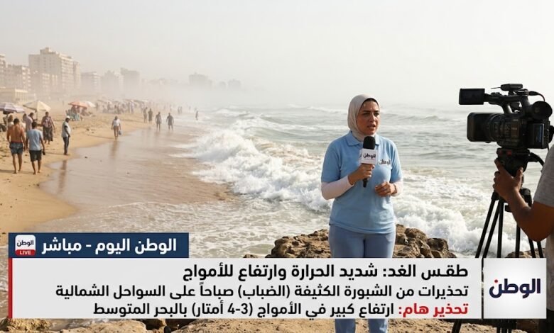 احوال الطقس غدًا شديد الحرارة وتحذيرات من الشبورة وارتفاع الأمواج على السواحل