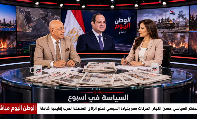 المفكر السياسي حسن النجار تحركات مصر بقيادة السيسي تمنع انزلاق المنطقة لحرب إقليمية شاملة