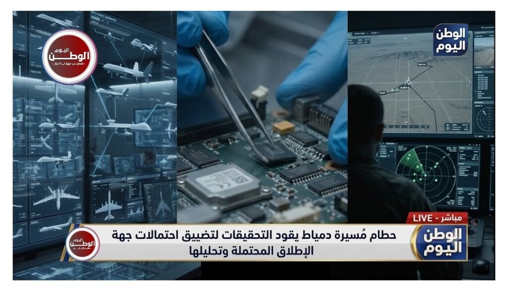 حطام مُسيرة دمياط يقود التحقيقات لتضييق احتمالات جهة الإطلاق المحتملة وتحليلها