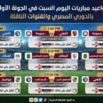 مواعيد مباريات اليوم السبت في الجولة الأولى بالدوري المصري والقنوات الناقلة
