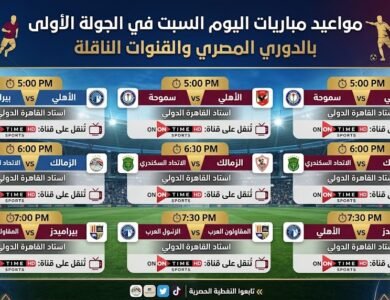 مواعيد مباريات اليوم السبت في الجولة الأولى بالدوري المصري والقنوات الناقلة