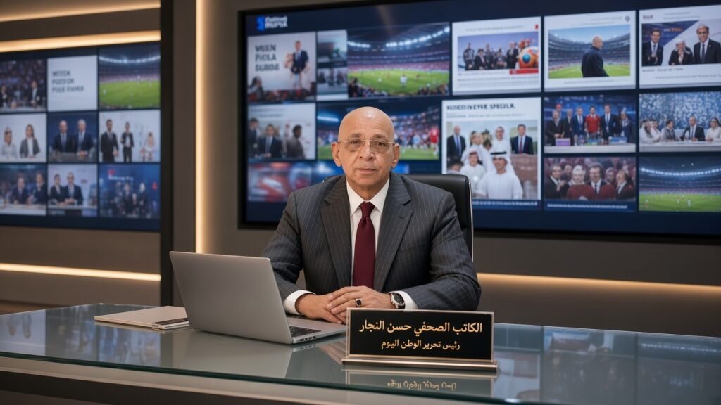 حسن النجار كاتبًا صحفيا ومستشارًا في الشؤون السياسية الدولية ورئيس تحرير الوطن اليوم
