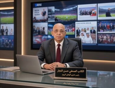 حسن النجار كاتبًا صحفيا ومستشارًا في الشؤون السياسية الدولية ورئيس تحرير الوطن اليوم