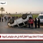 اخبار مصر - إصابة 12 شخصًا بينهم 4 أطفال أشقاء في حادث انقلاب ميكروباص بأسيوط