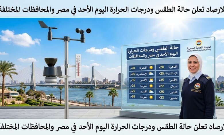 الارصاد تعلن حالة الطقس ودرجات الحرارة اليوم الأحد في مصر  والمحافظات المختلفة
