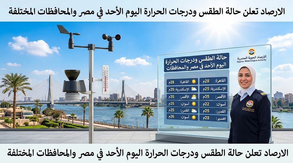 الارصاد تعلن حالة الطقس ودرجات الحرارة اليوم الأحد في مصر  والمحافظات المختلفة