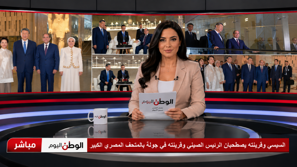 السيسي وقرينته يصطحبان الرئيس الصيني وقرينته في جولة بالمتحف المصري الكبير
