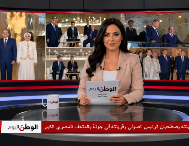 السيسي وقرينته يصطحبان الرئيس الصيني وقرينته في جولة بالمتحف المصري الكبير