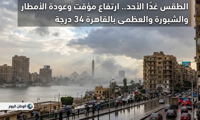 الطقس غدًا الأحد.. ارتفاع مؤقت وعودة الأمطار والشبورة والعظمى بالقاهرة 34 درجة