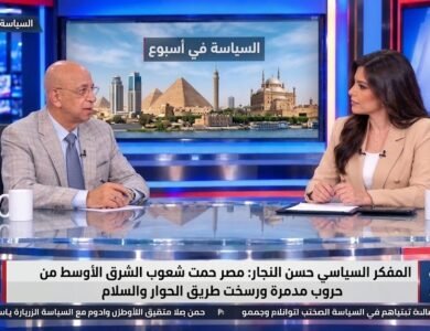 المفكر السياسي حسن النجار مصر حمت شعوب الشرق الأوسط من حروب مدمرة ورسخت طريق الحوار والسلام
