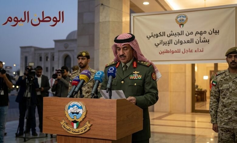 بيان مهم من الجيش الكويتي بشأن العدوان الإيراني ونداء عاجل للمواطنين