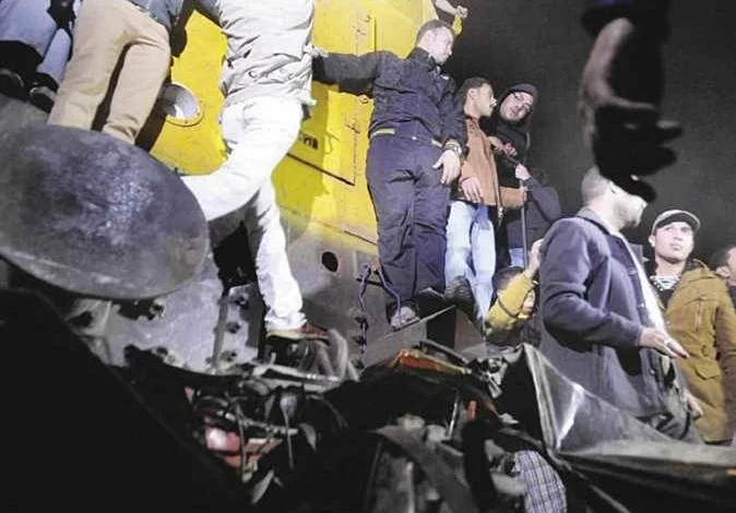 تصادم قطاري بضائع بالعياط وإصابة السائق ومساعده وسقوط جرار وعربتين