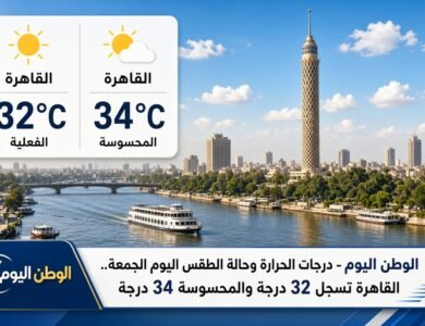درجات الحرارة وحالة الطقس اليوم الجمعة.. القاهرة تسجل 32 درجة والمحسوسة 34 درجة