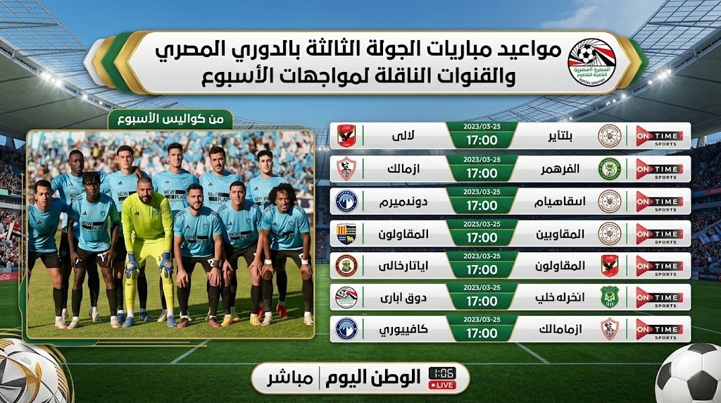 مواعيد مباريات الجولة الثالثة بالدوري المصري والقنوات الناقلة لمواجهات الأسبوع