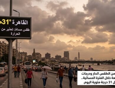 الارصاد تحذر من الطقس ودرجات الحرارة اليوم خلال الفترة المسائية والقاهرة تسجل 31 درجة