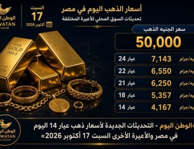 التحديثات الجديدة لاسعار ذهب عيار 14 اليوم في مصر والأعيرة الأخرى السبت 17 أكتوبر 2026