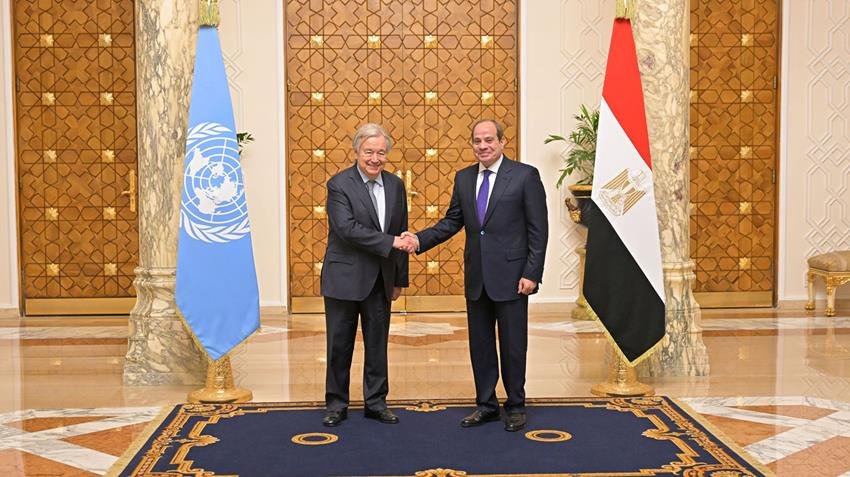 السيسي وجوتيريش يبحثان أزمات المنطقة وإصلاح مجلس الأمن ودعم فلسطين
