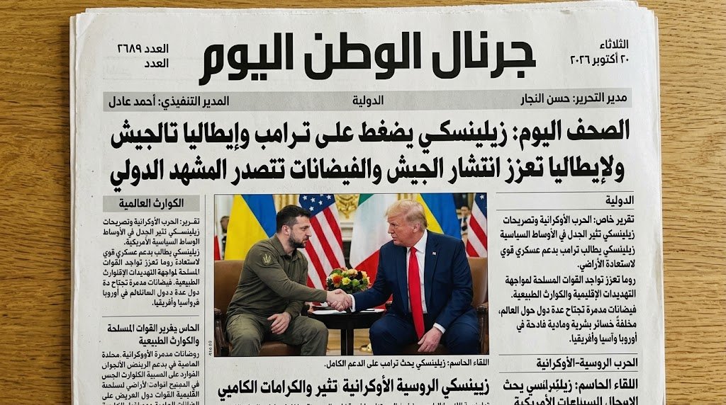 الصحف اليوم زيلينسكي يضغط على ترامب وإيطاليا تعزز انتشار الجيش والفيضانات تتصدر المشهد الدولي