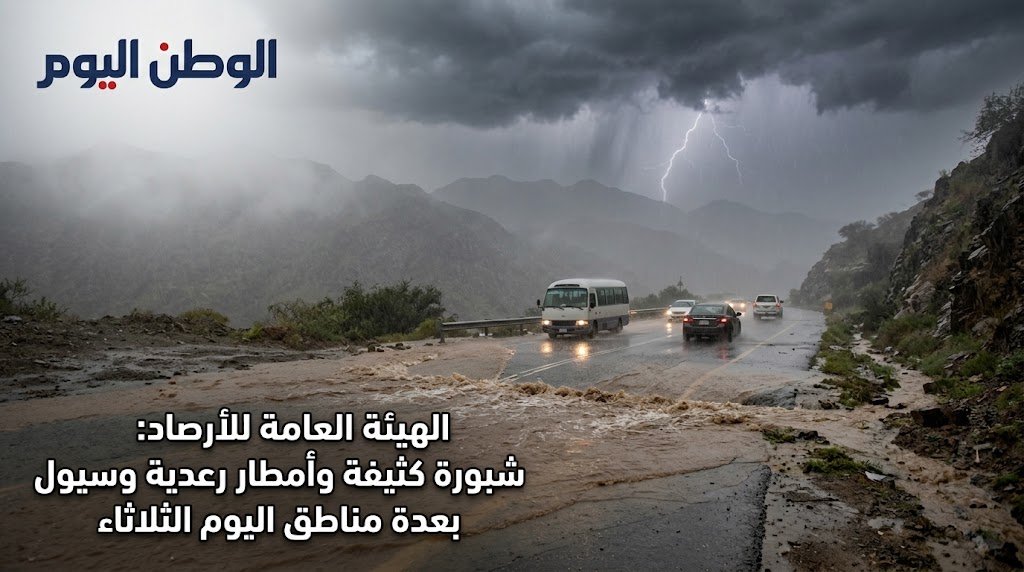 الهيئة العامة للأرصاد تحذر من شبورة كثيفة وأمطار رعدية وسيول بعدة مناطق اليوم الثلاثاء