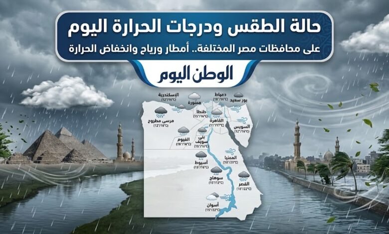حالة الطقس ودرجات الحرارة اليوم على محافظات مصر المختلفة.. أمطار ورياح وانخفاض الحرارة